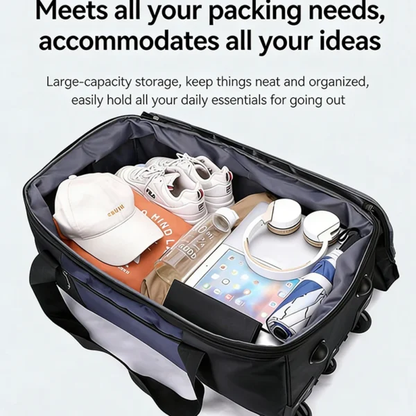 Large Capacity Rolling Travel Bag with Pull Rod & Wheels