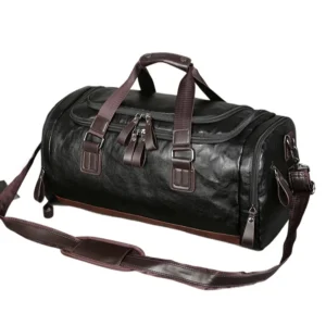 Genuine Split Leather Travel Duffel Bag with Large Capacity