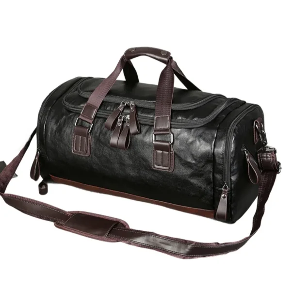 Genuine Split Leather Travel Duffel Bag with Large Capacity